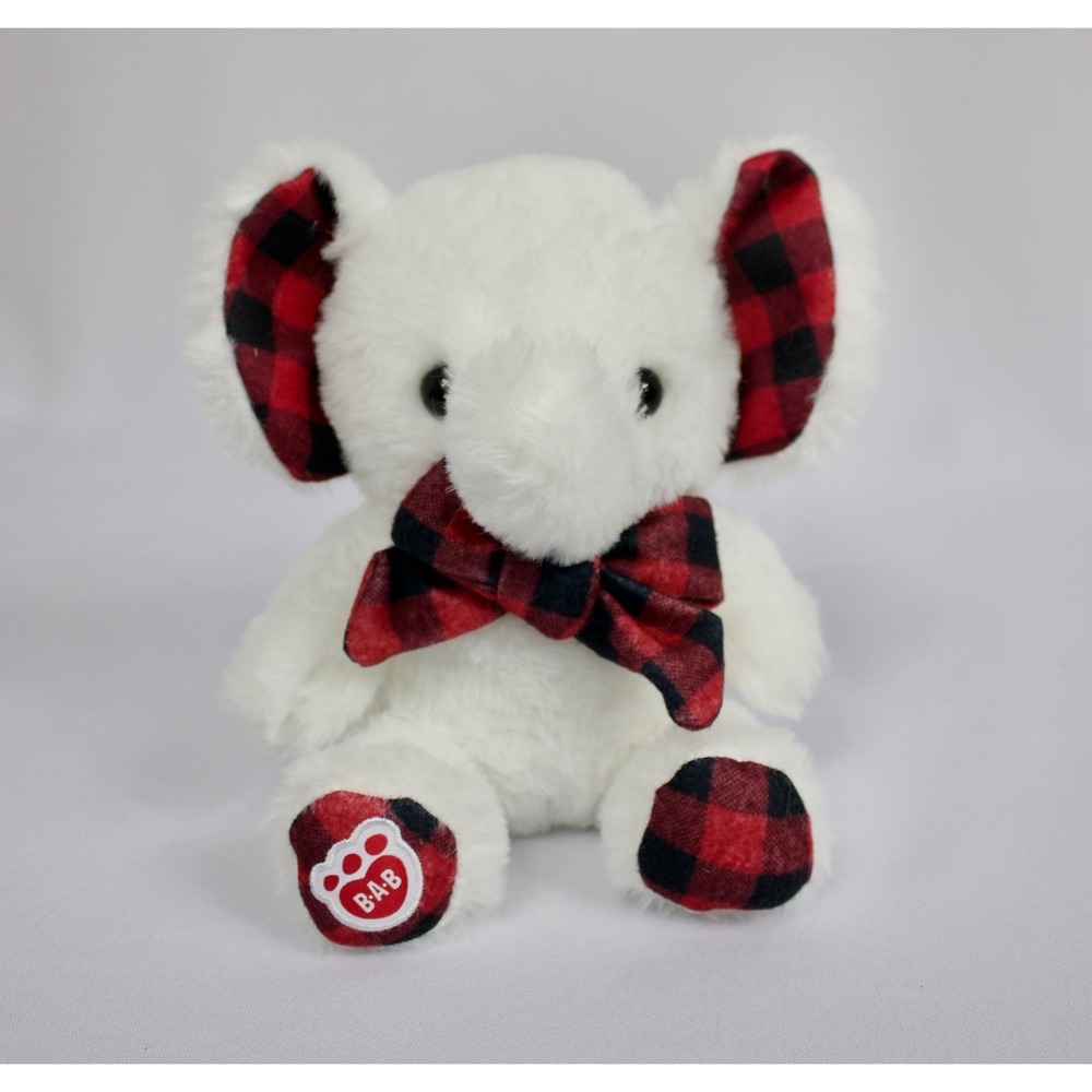 Build a Bear Buddies Mini White Elephant Buffalo Check Plush Stuffed Animal